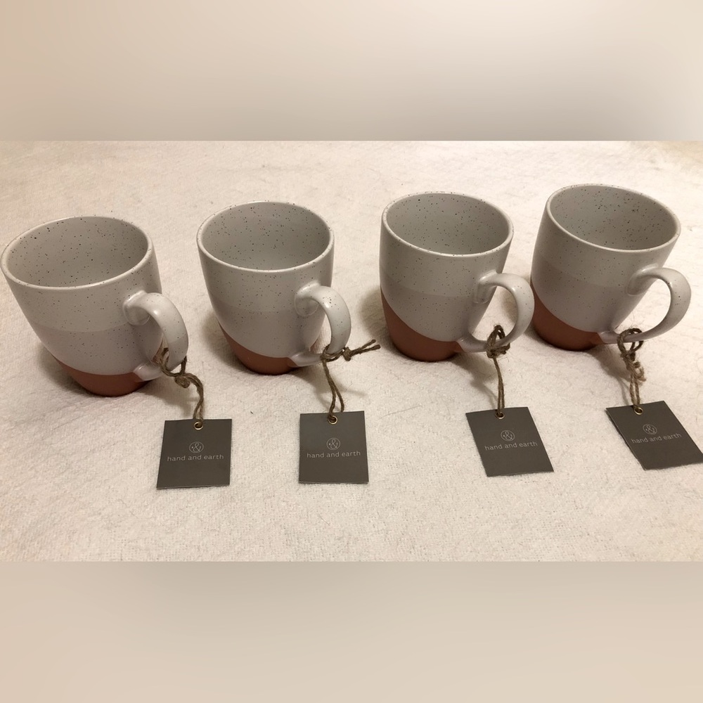 New Hand and Earth Color Block 16oz Mugs. Set of 4.